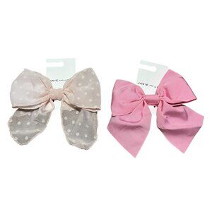 Janie & Jack Girls Hair Accessory Bundle of 2 Pink Hair Bow Berets Baby Girl
